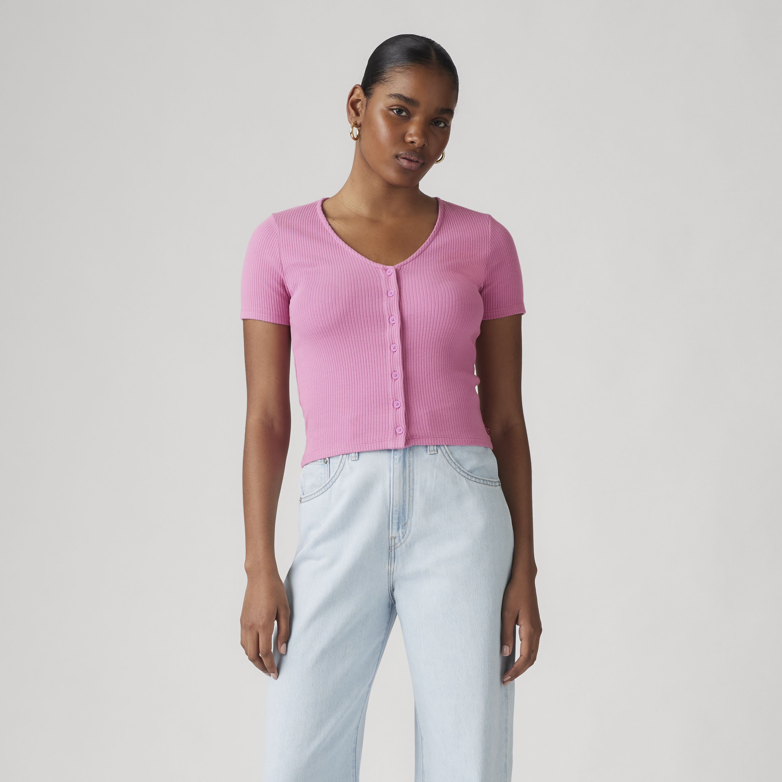Baserange Vein Ribbed Tシャツカットソーリブpink新品M ADAM ET ROPÉ FEMME(アダム エ ロペ ファム) / 【Baserange】VEIN LONG