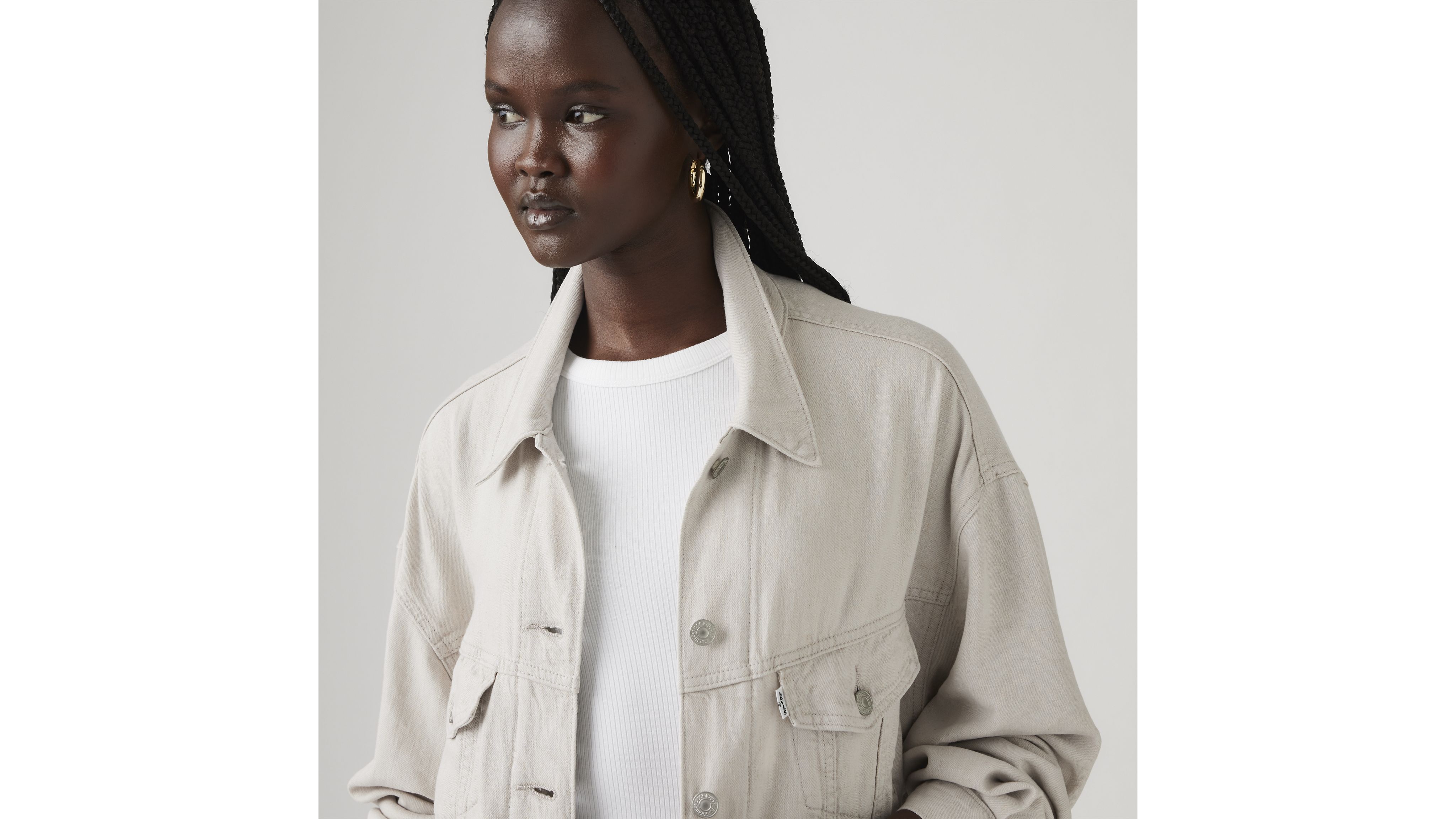 Shrunken '90s Linen Blend Lightweight Trucker Jacket 4