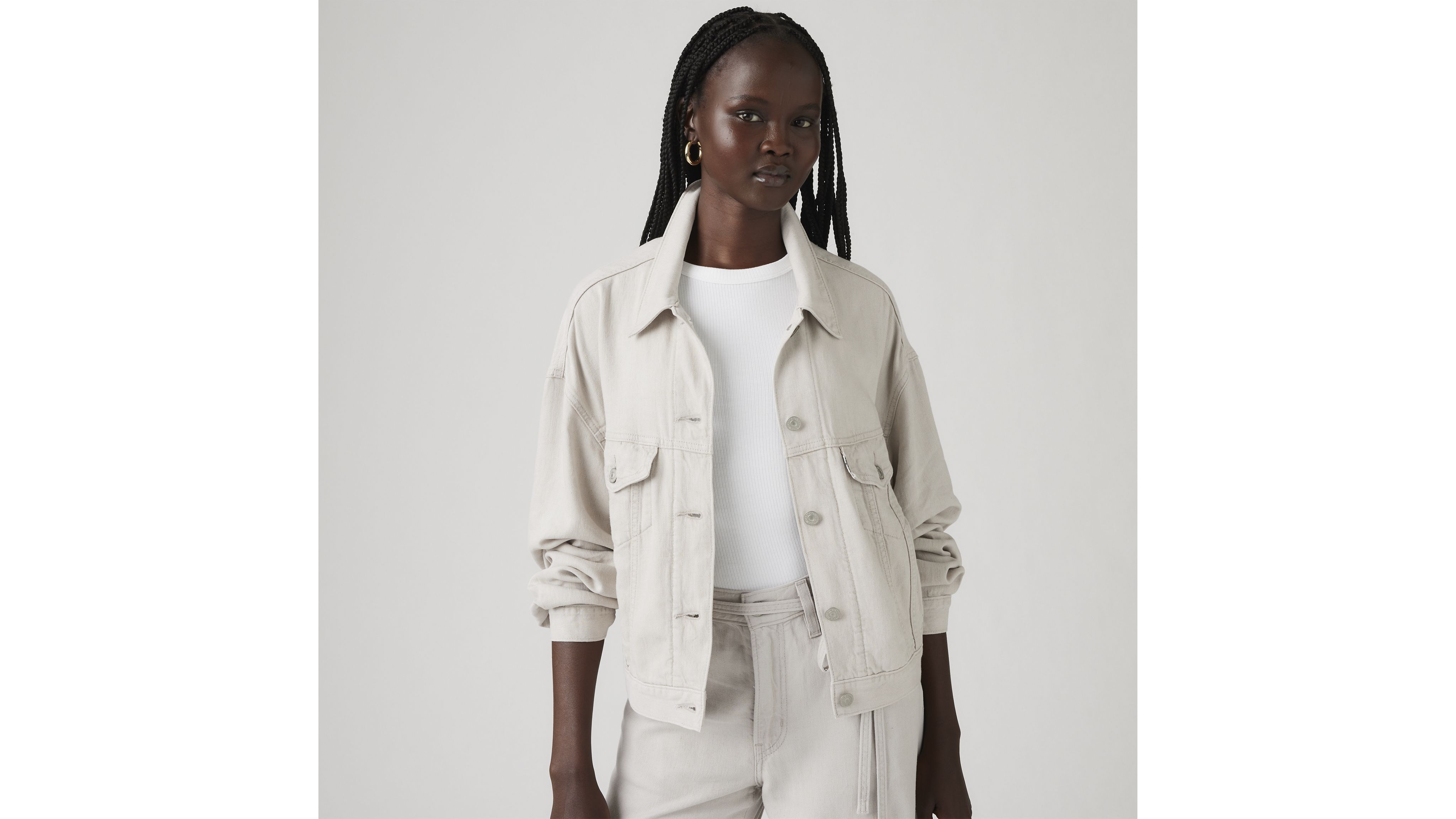 Shrunken '90s Linen Blend Lightweight Trucker Jacket 1